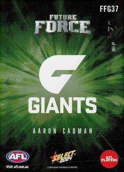 2024 Select AFL Footy Stars - Future Force Green #FFG37 Aaron Cadman Back